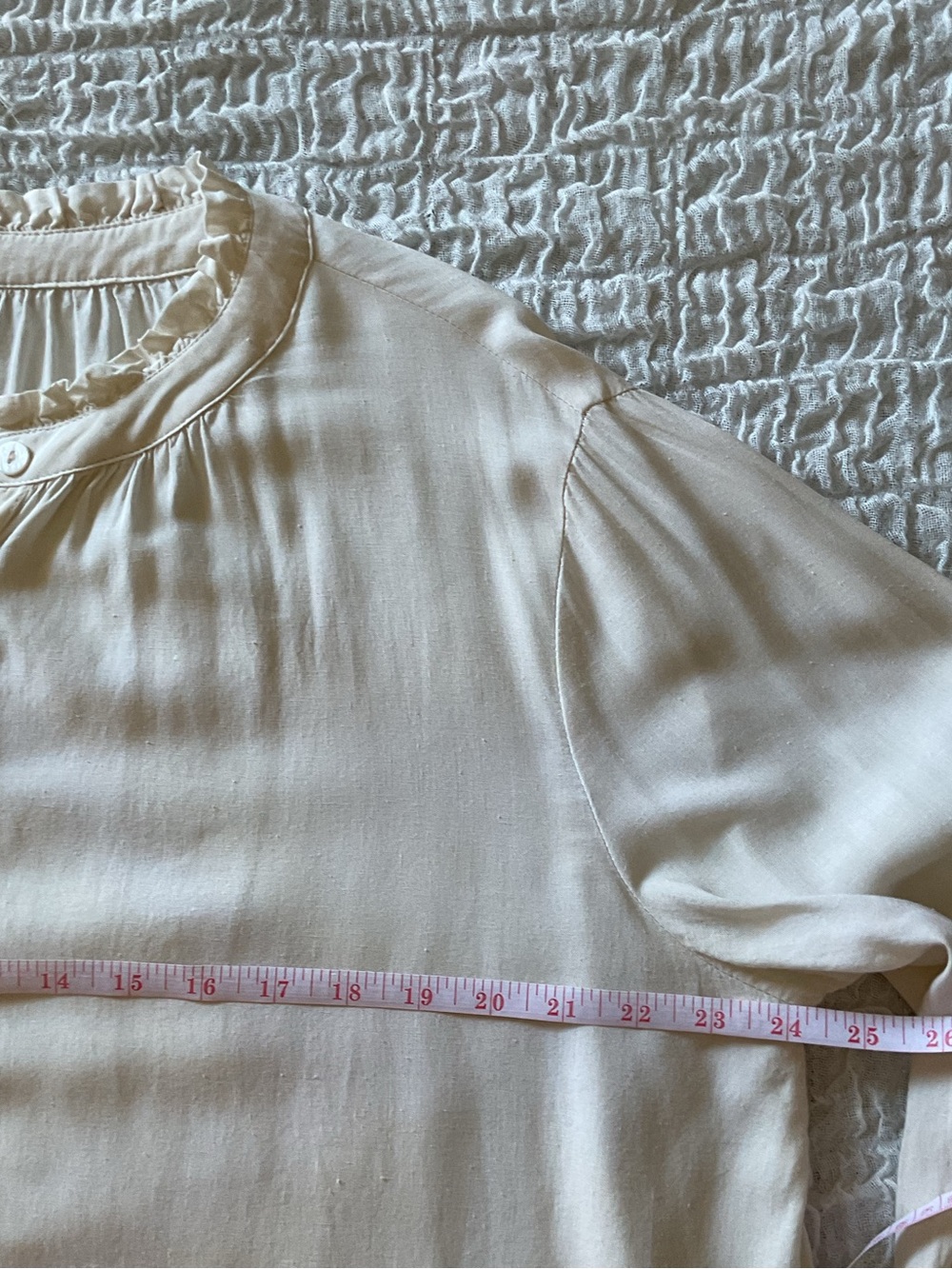 Source Unknown Cream Ruffle-Neck Button-Down Blouse - Picture 4 of 5